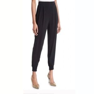 Eileen Fisher Silk Georgette Black Ankle-zip Pants Size XL
